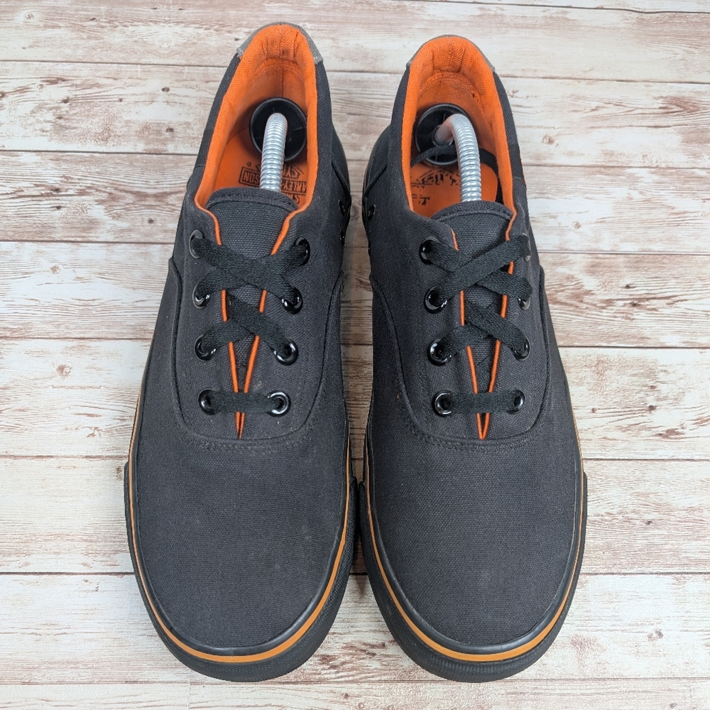 Harley Davidson Canvas Black Orange Sneakers Tennis Shoes Men's Size 10 H-D - Picture 8 of 14